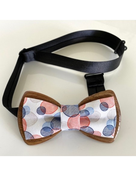 Noeud papillon en bois et tissu - Arthur