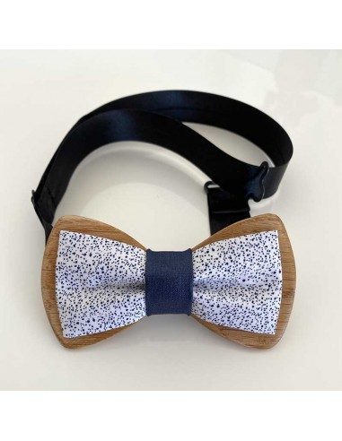 Noeud papillon en bois et tissu -...