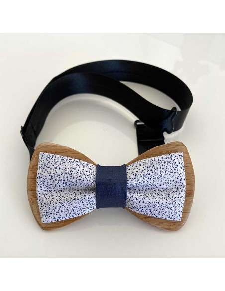 Noeud papillon en bois et tissu - Gauthier