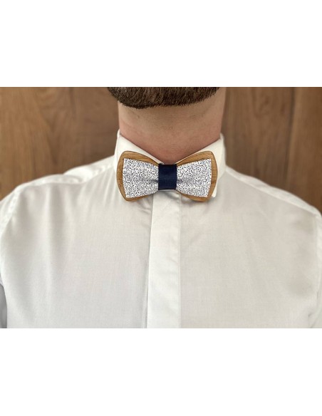 Noeud papillon en bois et tissu - Gauthier