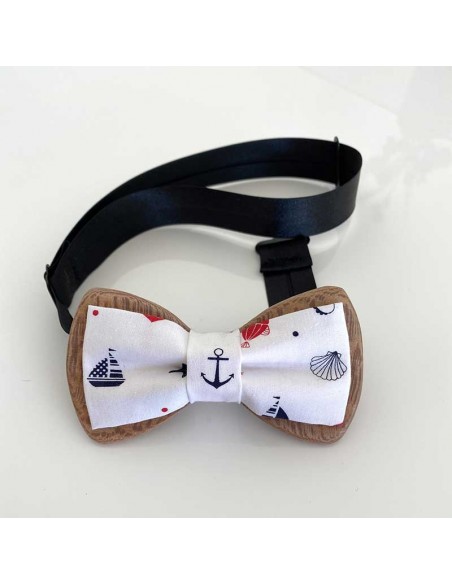 Noeud papillon en bois et tissu - Louis