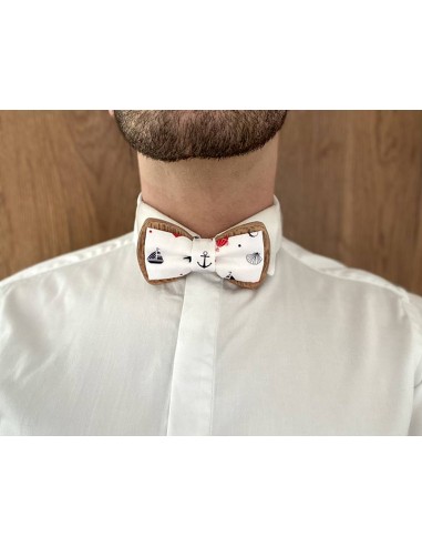 Noeud papillon en bois et tissu - Louis